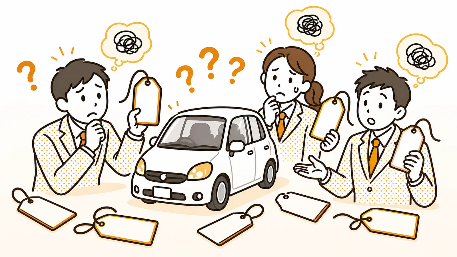 結局、経験と感覚で値付けしているを表したイラスト