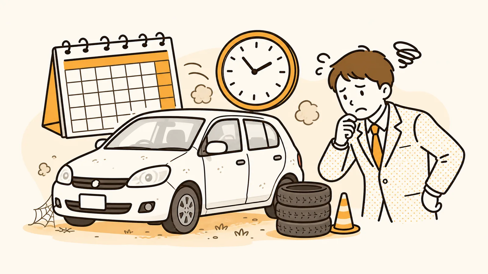 売れると思った車が売れ残るを表したイラスト